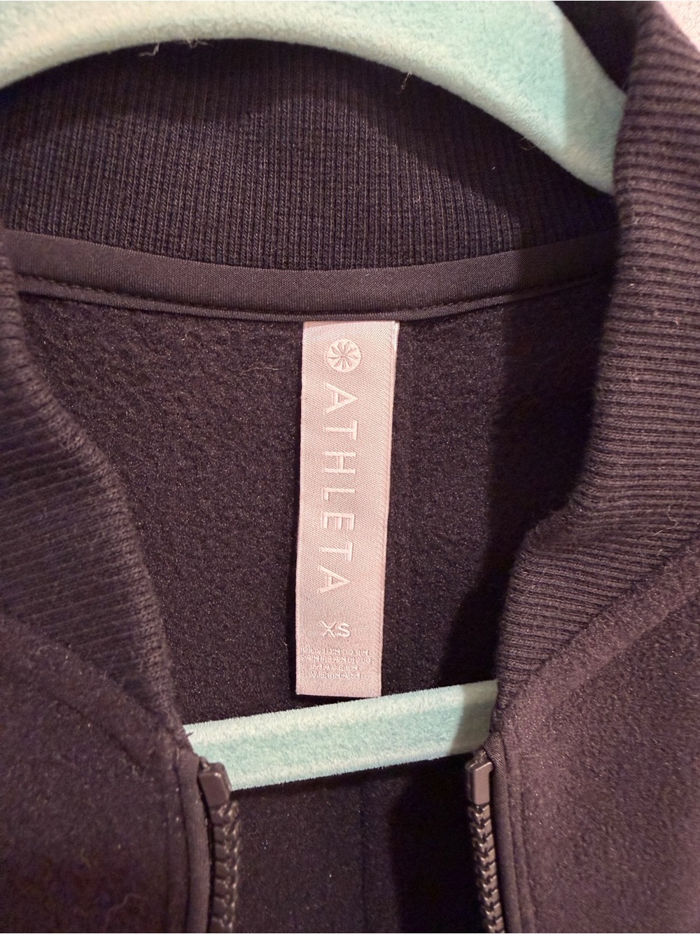 Athleta Black Technical Fleece Bomber Jacket Full Zip Womens XS Gorpcore Warm - Picture 6 of 15